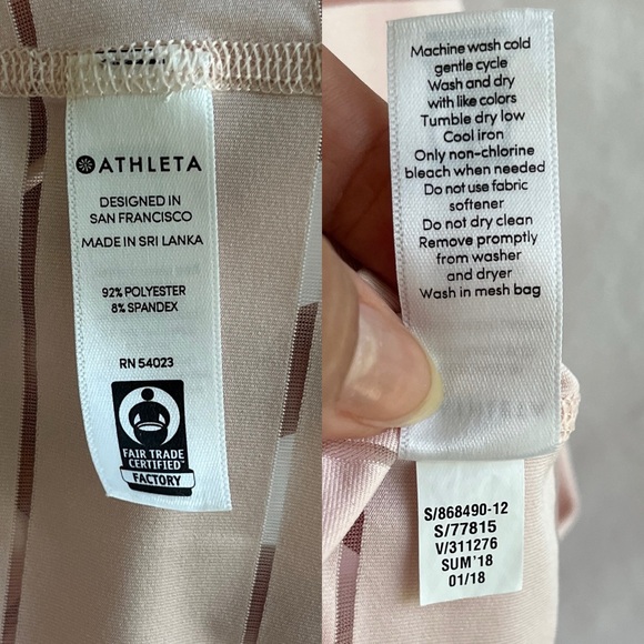Athleta Light pink racer back tank top, size S, NWOT. Sheer stripes. - Picture 6 of 9